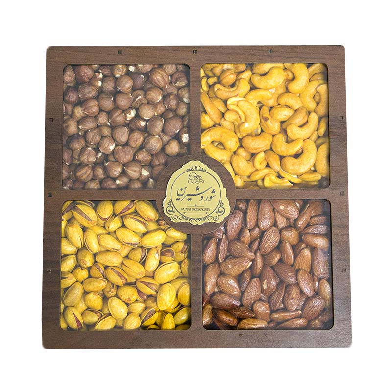 باکس آجیل چوبی ۴ خانه