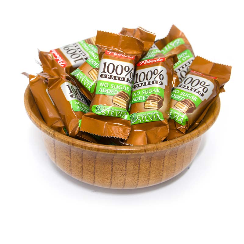 شکلات ویفری کارامل بدون شکر استویا پوبدا
